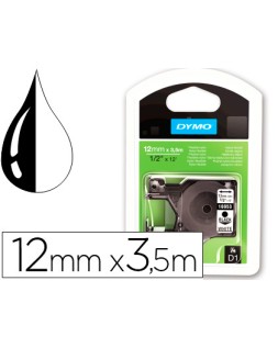 Cinta dymo negro blanco 12mm x3,5 m d1 nylon