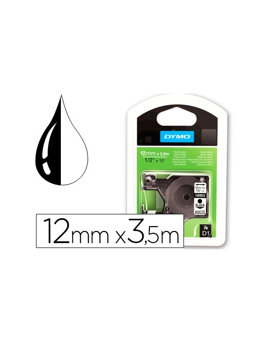 Cinta dymo negro blanco 12mm x3,5 m d1 nylon