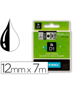 Cinta dymo negro transparente 12mm x7 m d1