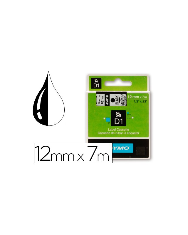 Cinta dymo negro transparente 12mm x7 m d1