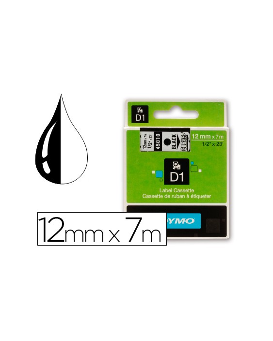Cinta dymo negro transparente 12mm x7 m d1