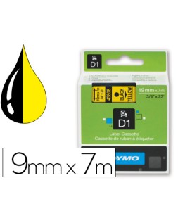 Cinta dymo negro amarillo 9mm x 7 m d1