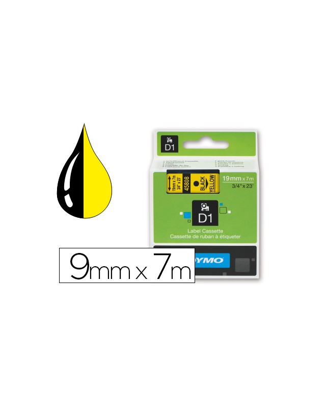 Cinta dymo negro amarillo 9mm x 7 m d1