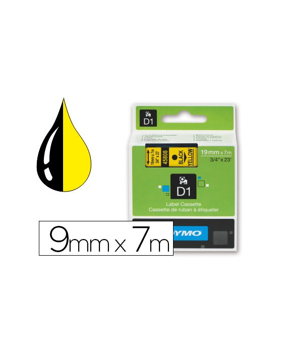 Cinta dymo negro amarillo 9mm x 7 m d1