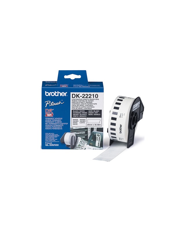 Cinta de papel continuo brother dk-22210 para impresoras ql -29mmx30,48 m
