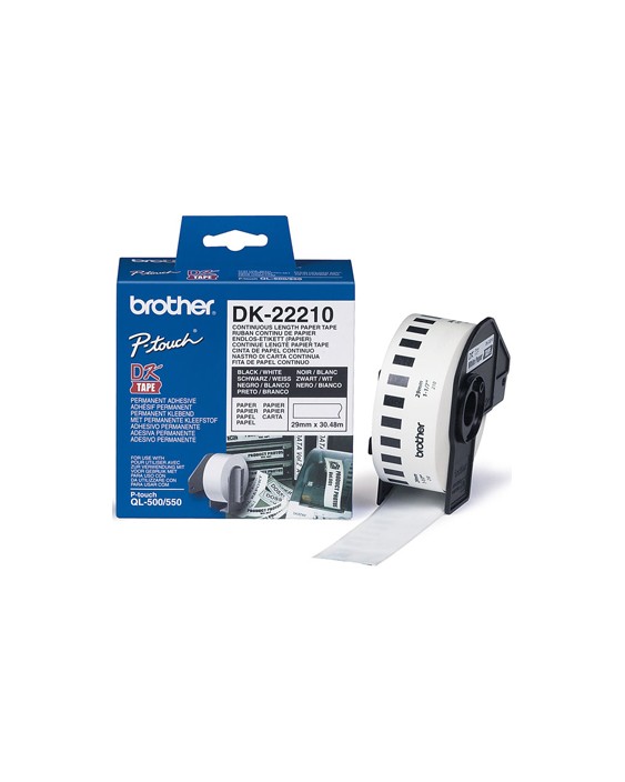 Cinta de papel continuo brother dk-22210 para impresoras ql -29mmx30,48 m