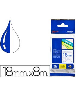Cinta brother tze243 laminada azul-blanco 18 mm 8 m