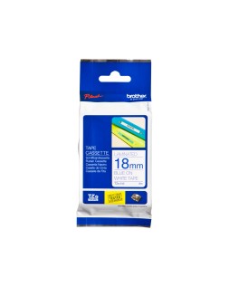 Cinta brother tze243 laminada azul-blanco 18 mm 8 m