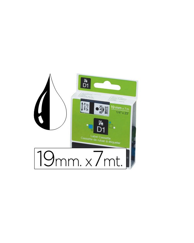 Cinta dymo negro-blanco 19mm x 7mt d1