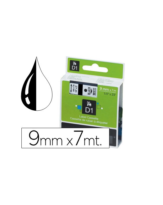 Cinta dymo 1000 9 mm negro-blanco d1