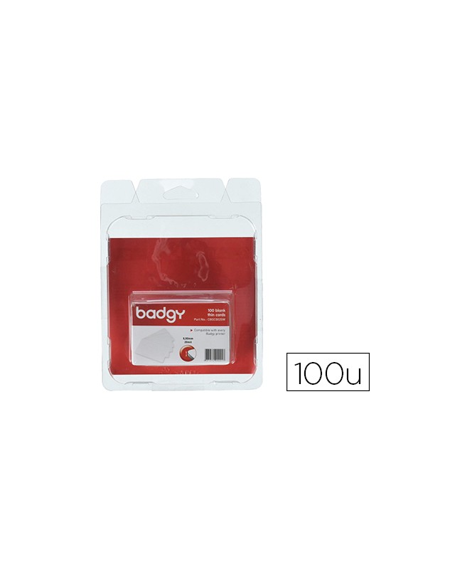 Tarjeta pvc para impresora badgy grosor 0,50 mm pack de 100 unidades