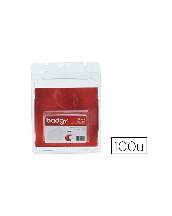 Tarjeta pvc para impresora badgy grosor 0,50 mm pack de 100 unidades