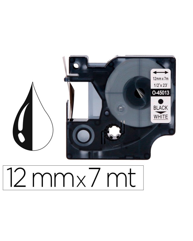 Cinta q-connect 1000 negro-blanco 12 mm x 7 m dymo