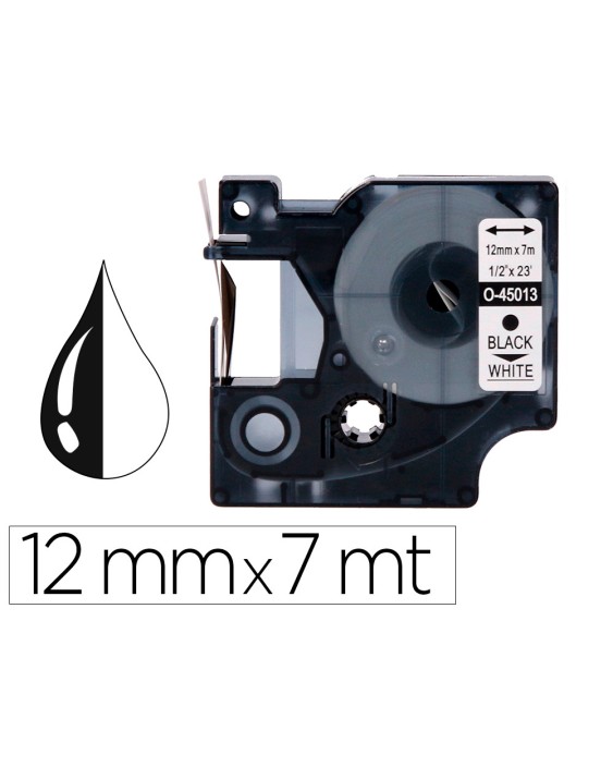 Cinta q-connect 1000 negro-blanco 12 mm x 7 m dymo
