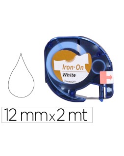 Cinta q-connect 12 mm x 2 m negro-blanco para ropa para maquina letratag