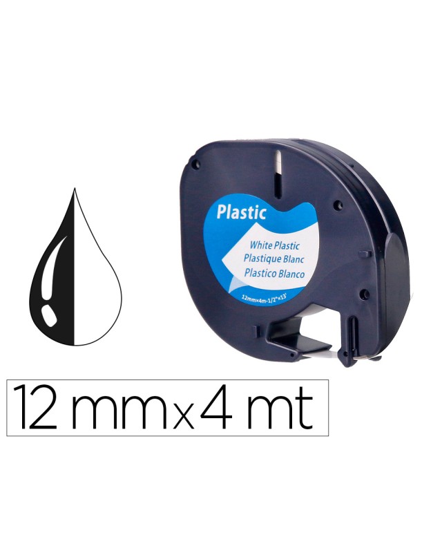 Cinta q-connect 12 mm x 4 m negro-blanco perla para maquina letratag