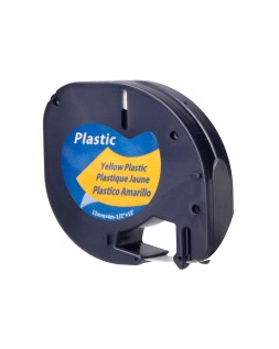 Cinta q-connect 12 mm x 4 m negro-hiperamarillo para maquina letratag