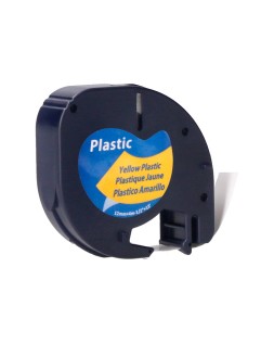 Cinta q-connect 12 mm x 4 m negro-hiperamarillo para maquina letratag