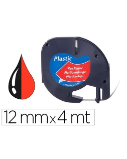 Cinta q-connect 12 mm x 4 m negro-rojo cosmico para maquina letratag