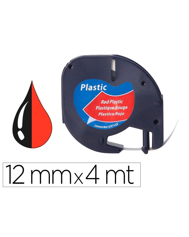 Cinta q-connect 12 mm x 4 m negro-rojo cosmico para maquina letratag