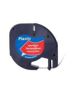 Cinta q-connect 12 mm x 4 m negro-rojo cosmico para maquina letratag