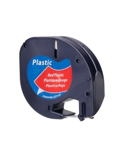 Cinta q-connect 12 mm x 4 m negro-rojo cosmico para maquina letratag