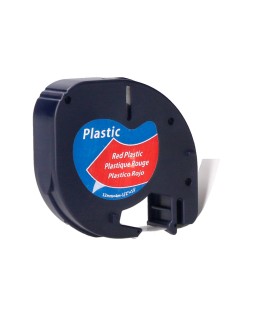 Cinta q-connect 12 mm x 4 m negro-rojo cosmico para maquina letratag