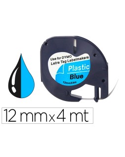 Cinta q-connect 12 mm x 4 m negro-ultra azul para maquina letratag