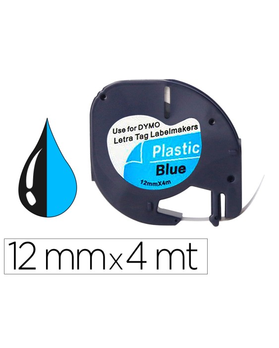 Cinta q-connect 12 mm x 4 m negro-ultra azul para maquina letratag