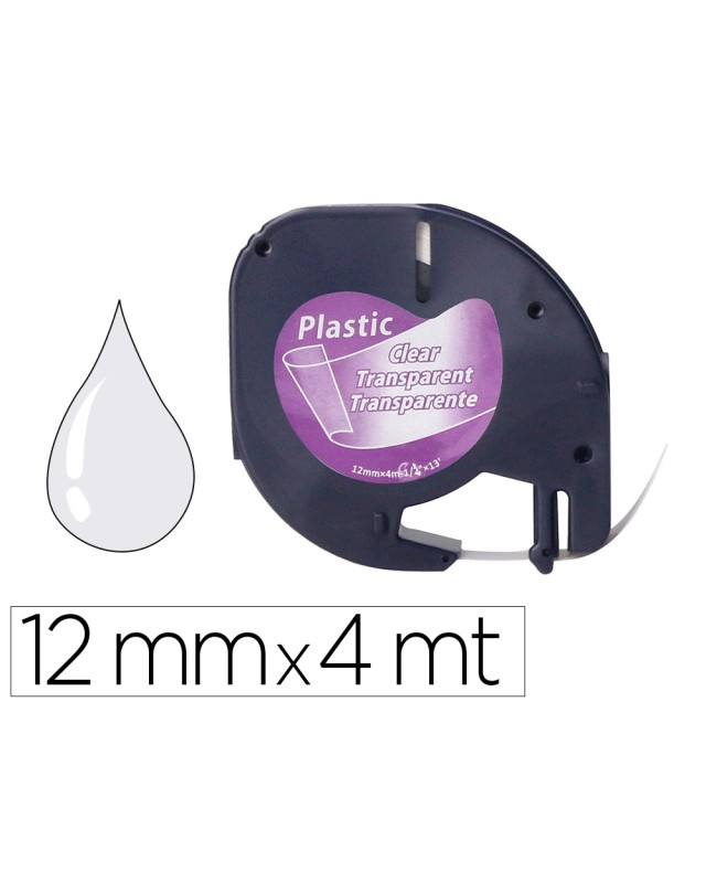 Cinta q-connect 12 mm x 4 m transparente para maquina letratag