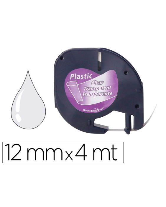 Cinta q-connect 12 mm x 4 m transparente para maquina letratag