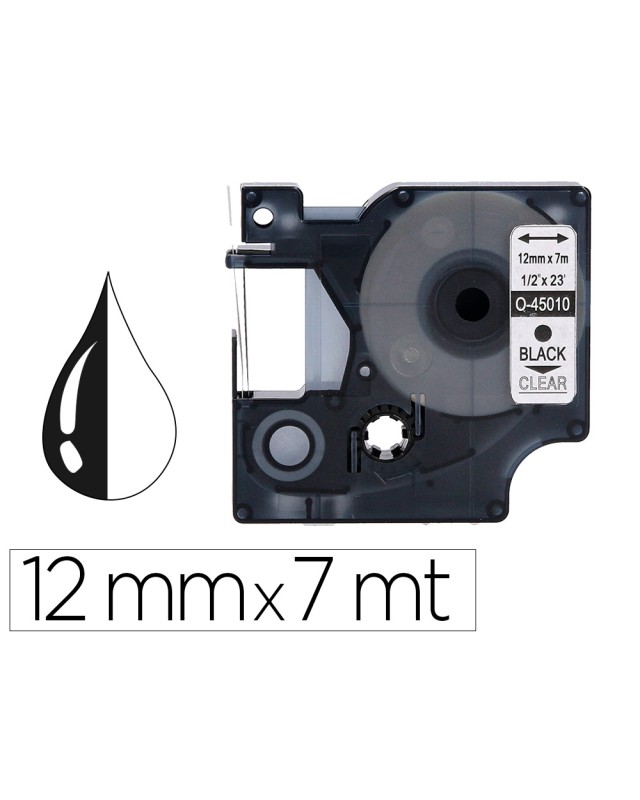 Cinta q-connect negro-transparente 12 mm x 7 m dymo