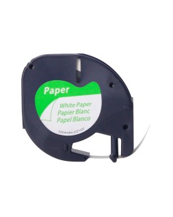 Cinta q-connect papel 12 mm x 4 m negro-blanco para letratag