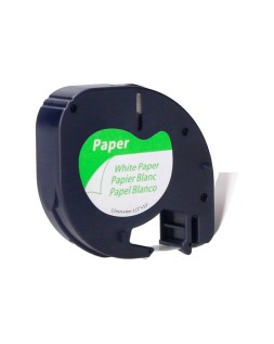 Cinta q-connect papel 12 mm x 4 m negro-blanco para letratag