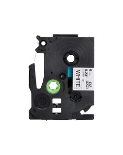 Cinta q-connect tze-211 blanco-negro 6mm longitud 8 m