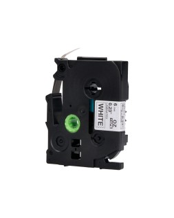 Cinta q-connect tze-211 blanco-negro 6mm longitud 8 m