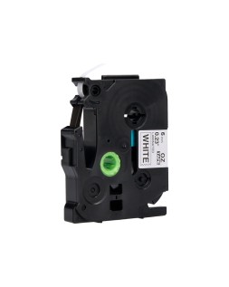 Cinta q-connect tze-211 blanco-negro 6mm longitud 8 m