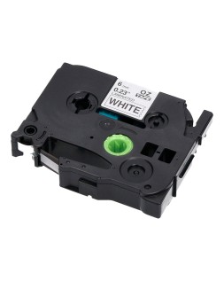 Cinta q-connect tze-211 blanco-negro 6mm longitud 8 m