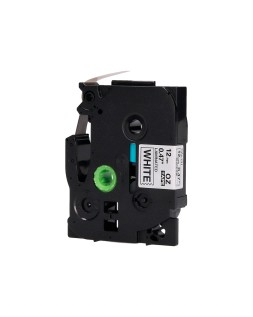 Cinta q-connect tze-231 blanco-negro 12mm longitud 8 m