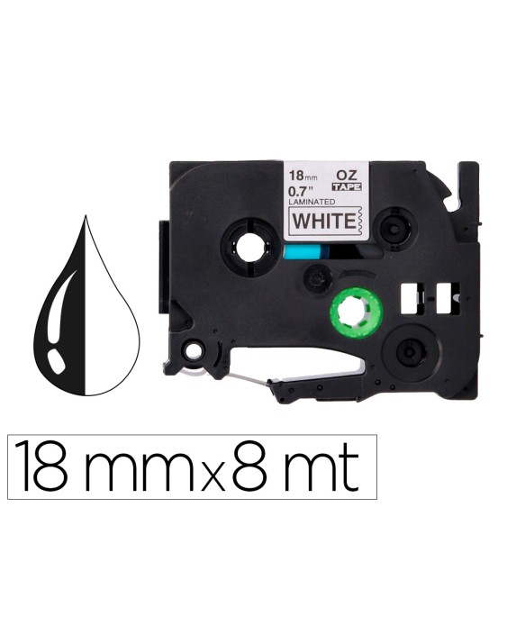 Cinta q-connect tze-241 blanco-negro 18mm longitud 8 m