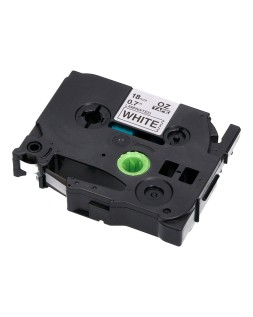 Cinta q-connect tze-241 blanco-negro 18mm longitud 8 m