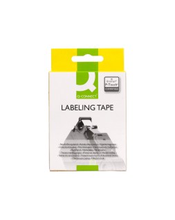 Cinta q-connect tze-241 blanco-negro 18mm longitud 8 m