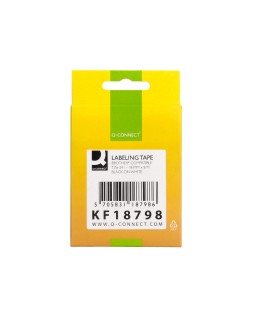 Cinta q-connect tze-241 blanco-negro 18mm longitud 8 m