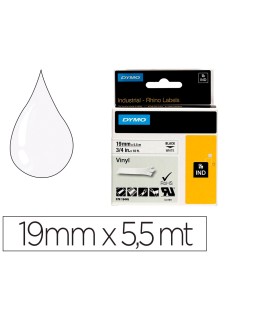 Cinta dymo vinilo blanco 19mm x 5,5mt para etiquetadora rhino