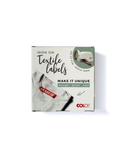 Cinta textil colop tafetan termo adhesiva ancho 15 mm para impresora e-mark rollo de 8 m