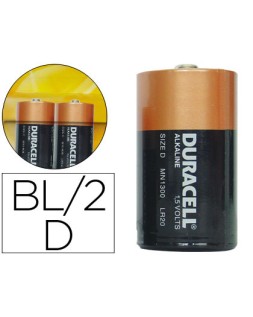 Pila duracell alcalina plus d blister de 2 unidades