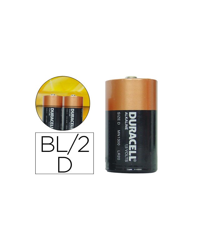 Pila duracell alcalina plus d blister de 2 unidades
