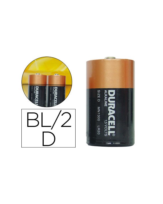 Pila duracell alcalina plus d blister de 2 unidades