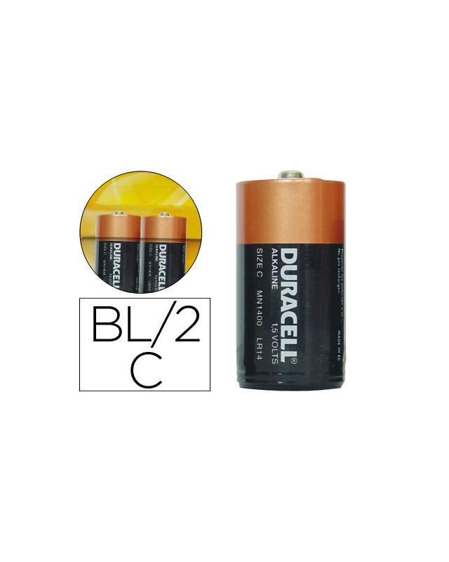 Pila duracell alcalina plus c blister de 2 unidades