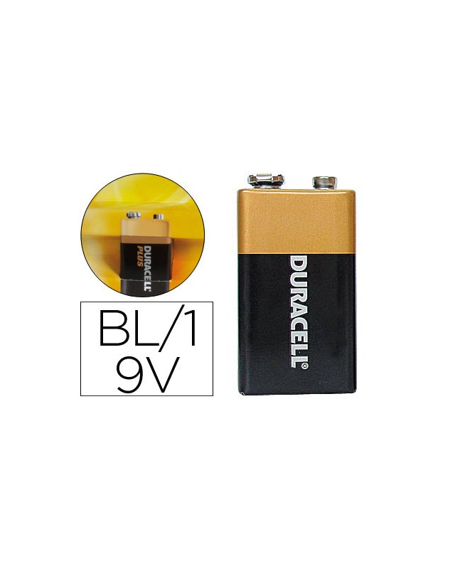 Pila duracell alcalina plus 9v blister con 1 unidad
